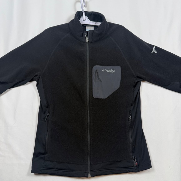 Columbia Titanium Fleece Jacket Full Zip Black Mens L Lightweight Active - Picture 1 of 13